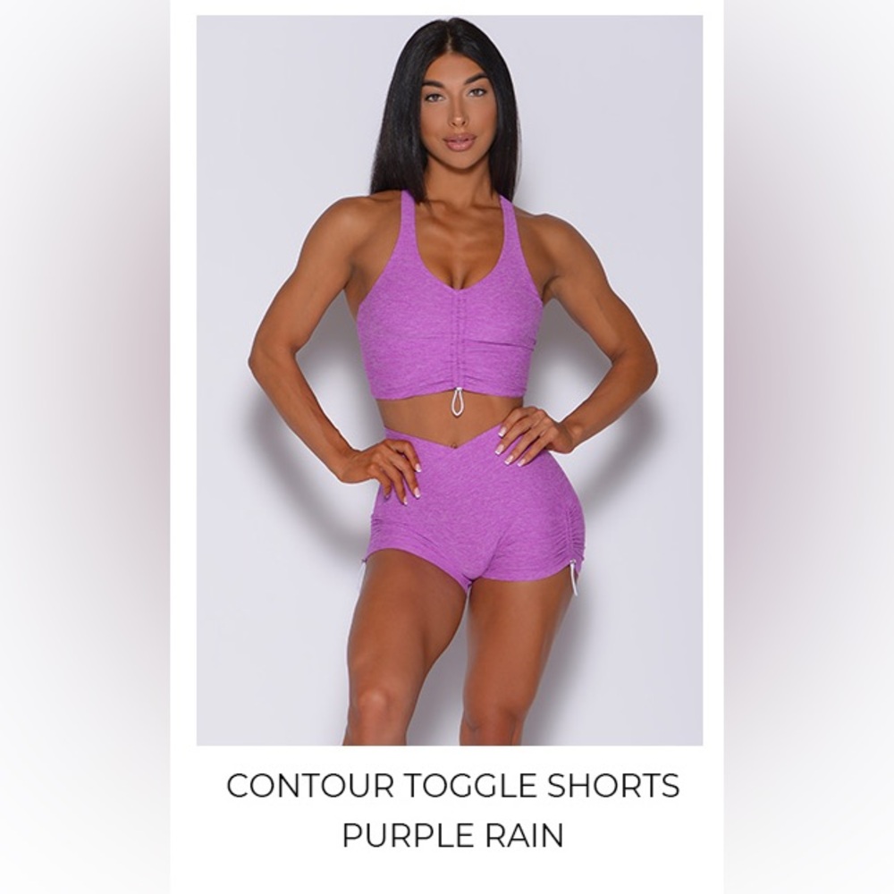 Bombshell Sportswear Purple Rain Athletic Shorts and top set